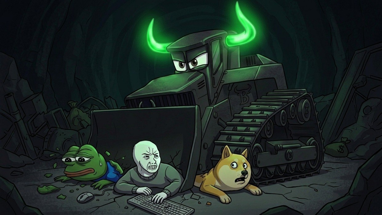 Pepe, Wojak & Doge watching the red chart: